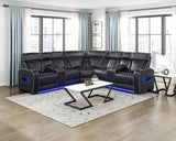 Fairway Black 3-Piece LED Power Reclining Sectional with Consoles and Wireless speakers from Homelegance - Luna Furniture