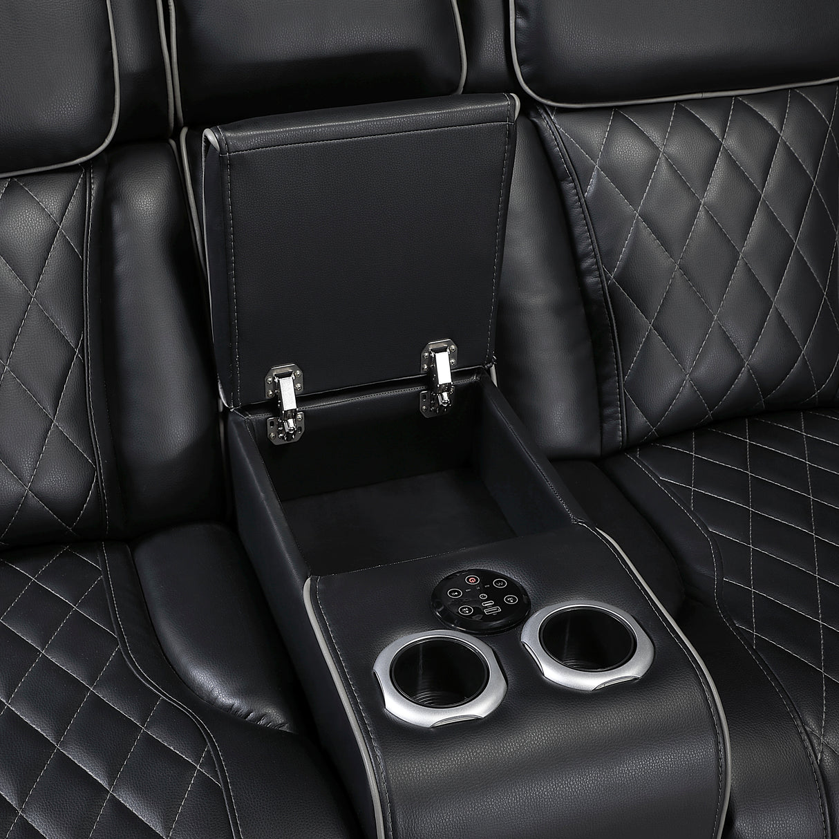 Fairway Black 3-Piece LED Power Reclining Sectional with Consoles and Wireless speakers from Homelegance - Luna Furniture