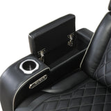 Fairway Black 3-Piece LED Power Reclining Sectional with Consoles and Wireless speakers from Homelegance - Luna Furniture