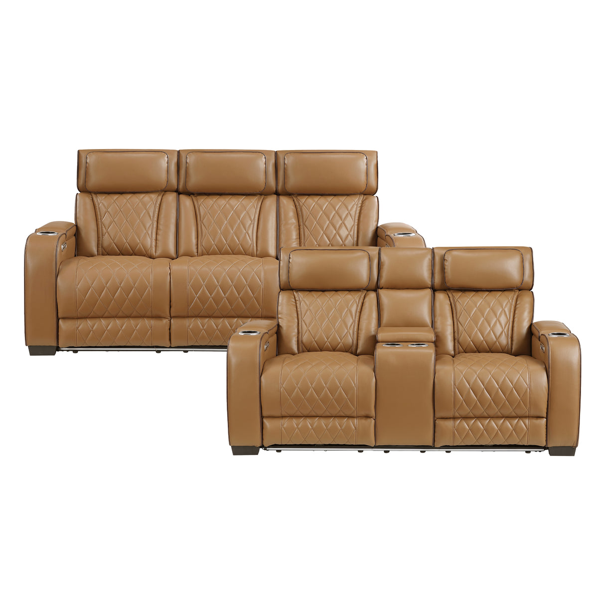 9516BRW*2PWH 2pc Set: Sofa, Love (Power) from Homelegance - Luna Furniture