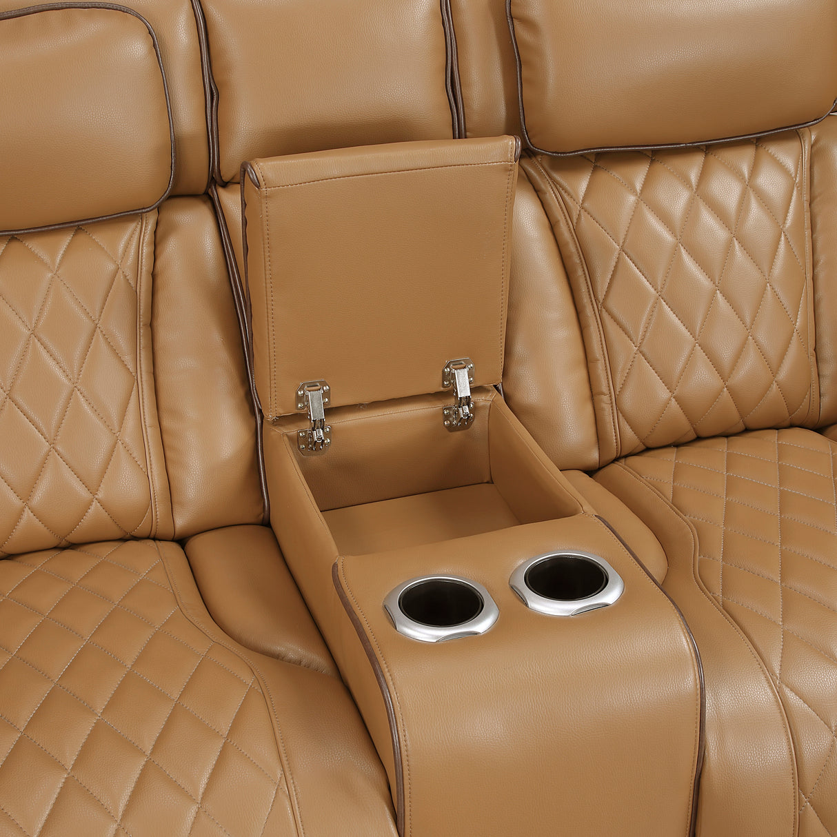 Fairway Brown Power Double Reclining Loveseat with Center Console from Homelegance - Luna Furniture