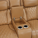 Fairway Brown Power Double Reclining Loveseat with Center Console from Homelegance - Luna Furniture