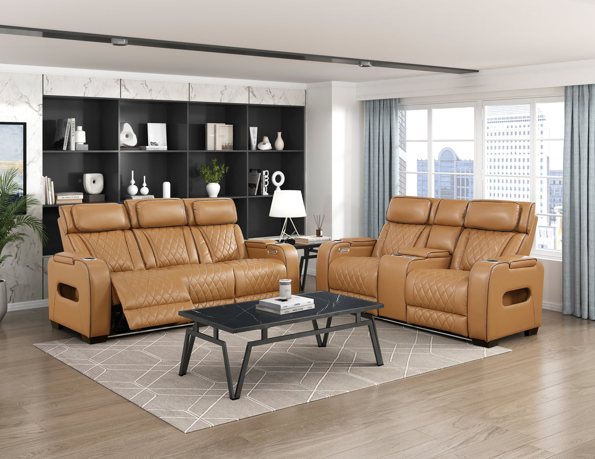 Fairway Brown Power Double Reclining Living Room Set from Homelegance - Luna Furniture