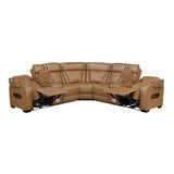 Fairway Brown 3-Piece LED Power Reclining Sectional with Consoles and Wireless speakers from Homelegance - Luna Furniture