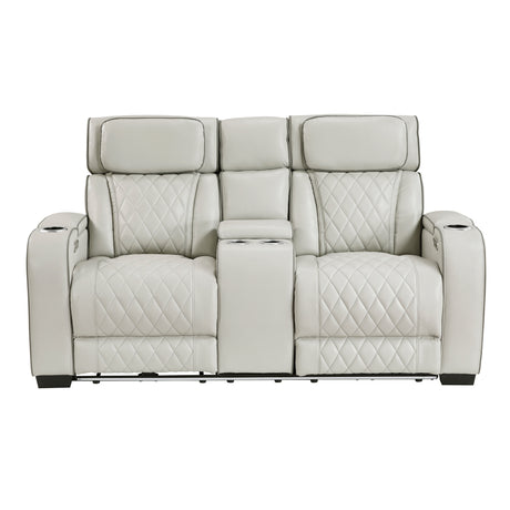 Fairway Taupe Power Double Reclining Loveseat with Center Console from Homelegance - Luna Furniture