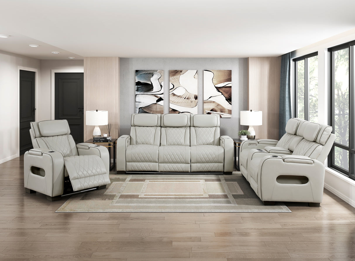 Fairway Taupe Power Double Reclining Loveseat with Center Console from Homelegance - Luna Furniture