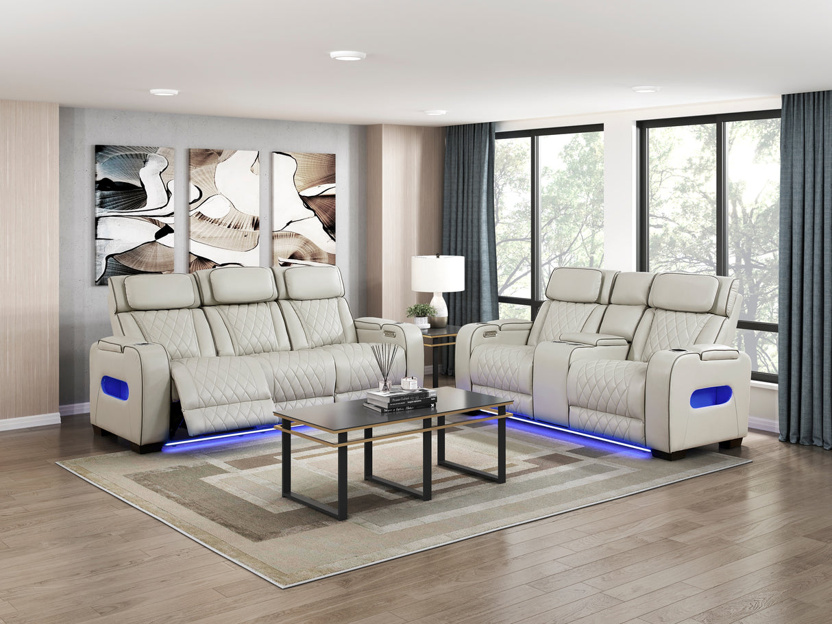 Fairway Taupe Power Double Reclining Loveseat with Center Console from Homelegance - Luna Furniture