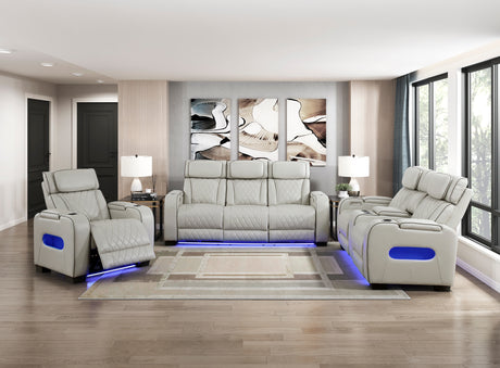 Fairway Taupe Power Double Reclining Loveseat with Center Console from Homelegance - Luna Furniture