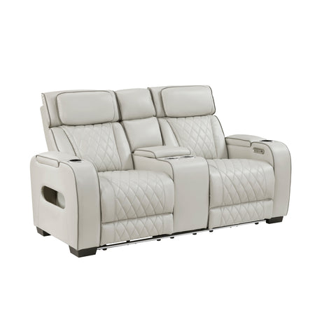 Fairway Taupe Power Double Reclining Loveseat with Center Console from Homelegance - Luna Furniture
