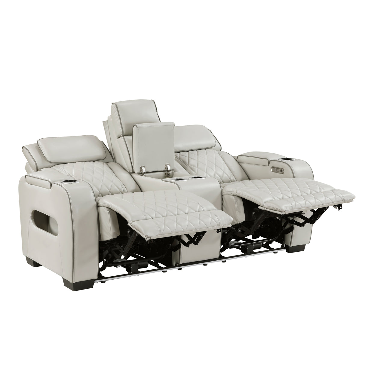 Fairway Taupe Power Double Reclining Loveseat with Center Console from Homelegance - Luna Furniture