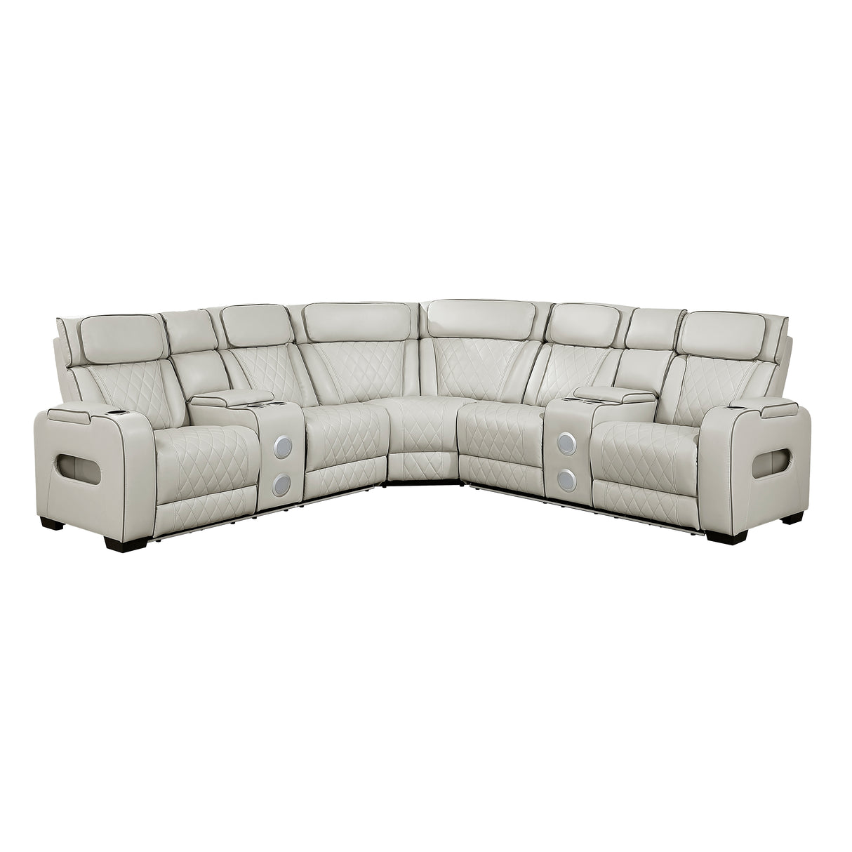 Fairway Taupe 3-Piece LED Power Reclining Sectional with Consoles and Wireless speakers from Homelegance - Luna Furniture