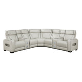Fairway Taupe 3-Piece LED Power Reclining Sectional with Consoles and Wireless speakers from Homelegance - Luna Furniture
