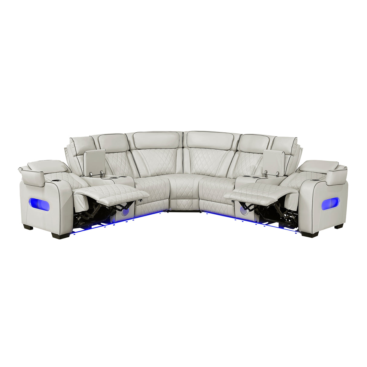 Fairway Taupe 3-Piece LED Power Reclining Sectional with Consoles and Wireless speakers from Homelegance - Luna Furniture