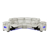 Fairway Taupe 3-Piece LED Power Reclining Sectional with Consoles and Wireless speakers from Homelegance - Luna Furniture