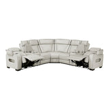 Fairway Taupe 3-Piece LED Power Reclining Sectional with Consoles and Wireless speakers from Homelegance - Luna Furniture