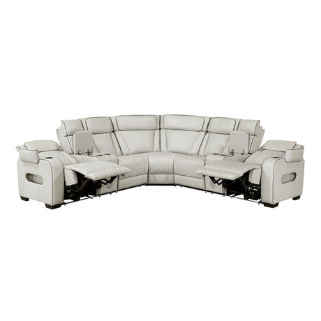 Fairway Taupe 3-Piece LED Power Reclining Sectional with Consoles and Wireless speakers from Homelegance - Luna Furniture