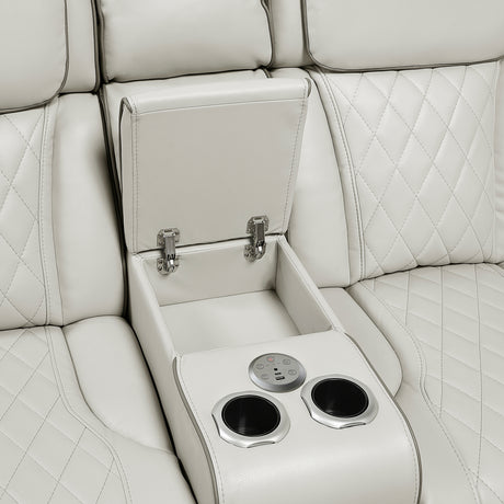 Fairway Taupe 3-Piece LED Power Reclining Sectional with Consoles and Wireless speakers from Homelegance - Luna Furniture