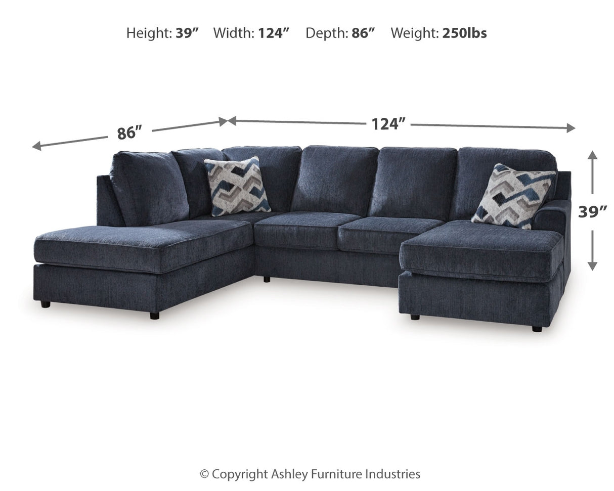 Albar Place Cobalt 2-Piece LAF Chaise Sectional from Ashley Furniture - Luna Furniture