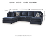 Albar Place Cobalt 2-Piece LAF Chaise Sectional from Ashley Furniture - Luna Furniture