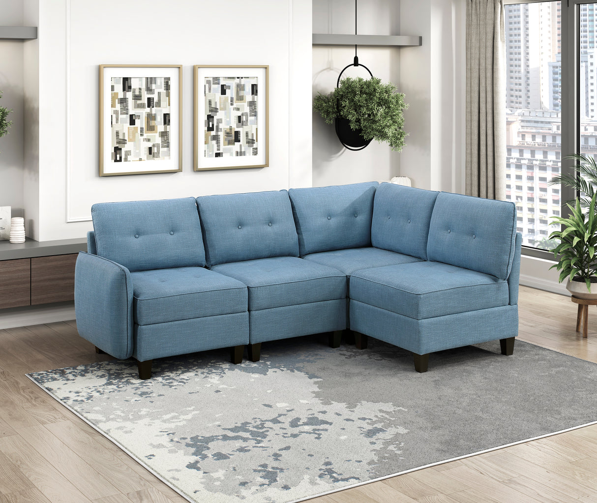 9557BUE-AC Armless Chair with Storage from Homelegance - Luna Furniture