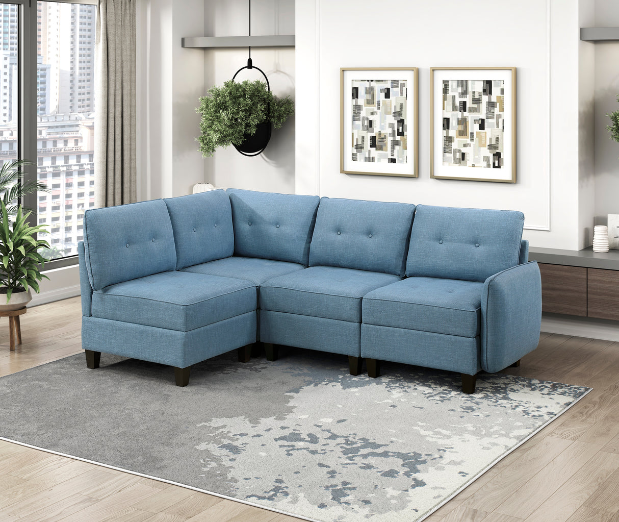 9557BUE-C1A Chair with One Arm and Storage from Homelegance - Luna Furniture