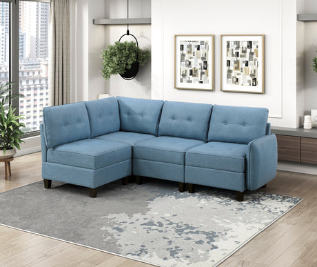 Garren Blue Corner Seat with Storage from Homelegance - Luna Furniture