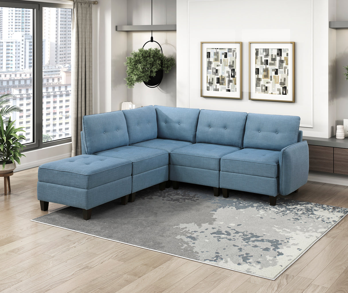 9557BUE-AC Armless Chair with Storage from Homelegance - Luna Furniture