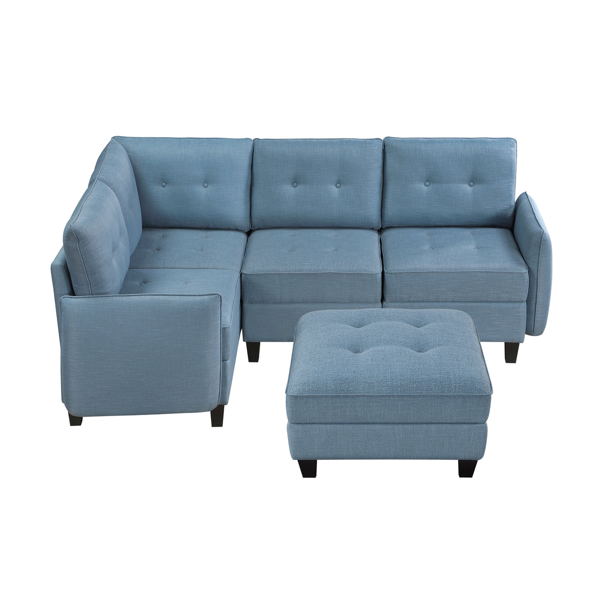 Garren Blue 5-Piece Sectional with Storage and Ottoman from Homelegance - Luna Furniture