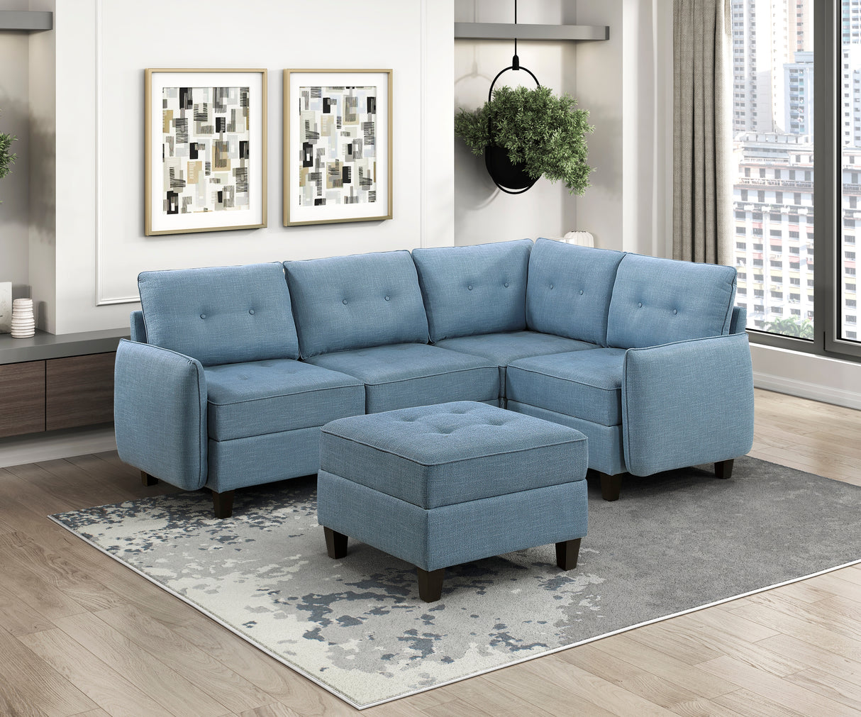 9557BUE-C1A Chair with One Arm and Storage from Homelegance - Luna Furniture