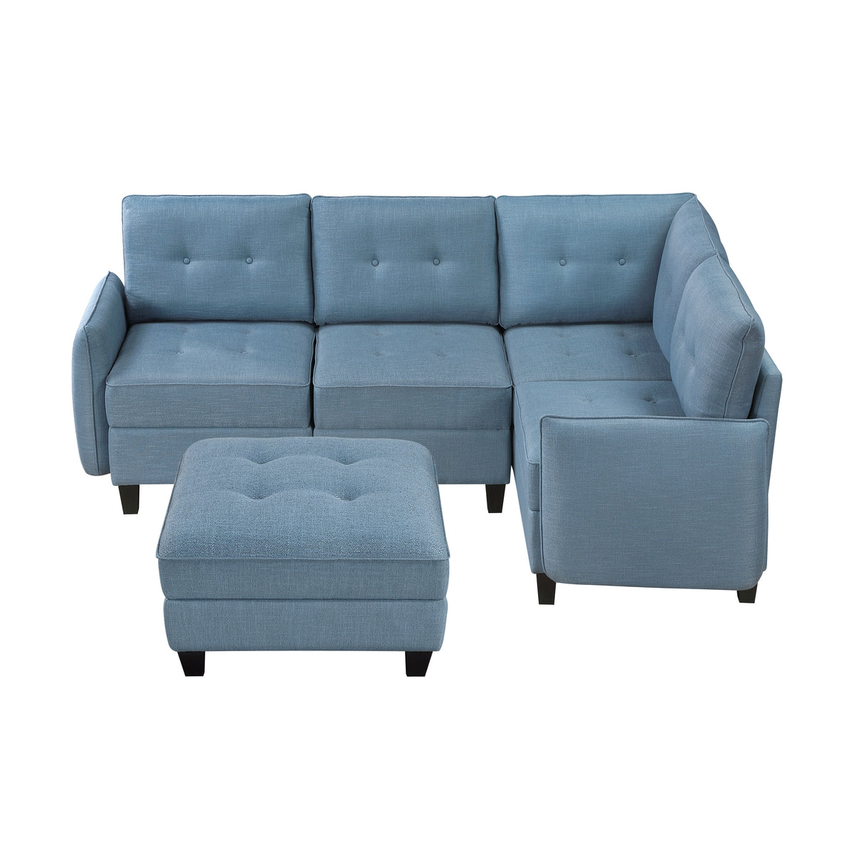 Garren Blue 5-Piece Sectional with Storage and Ottoman from Homelegance - Luna Furniture