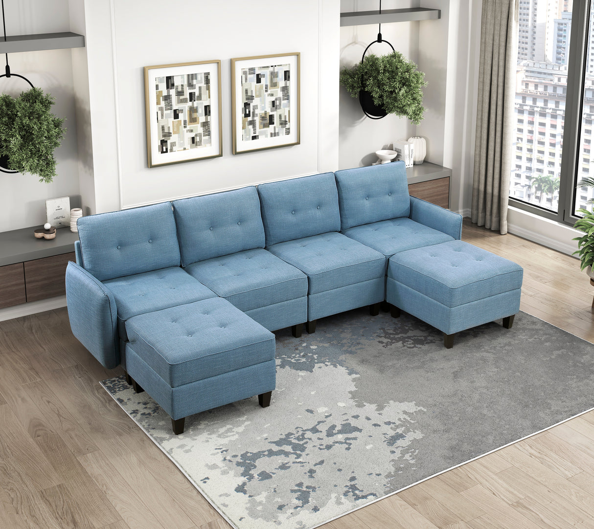 9557BUE-4 Ottoman with Storage from Homelegance - Luna Furniture