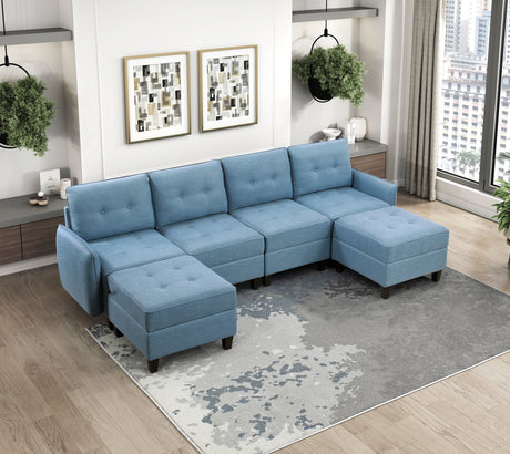 Garren Blue Ottoman with Storage from Homelegance - Luna Furniture