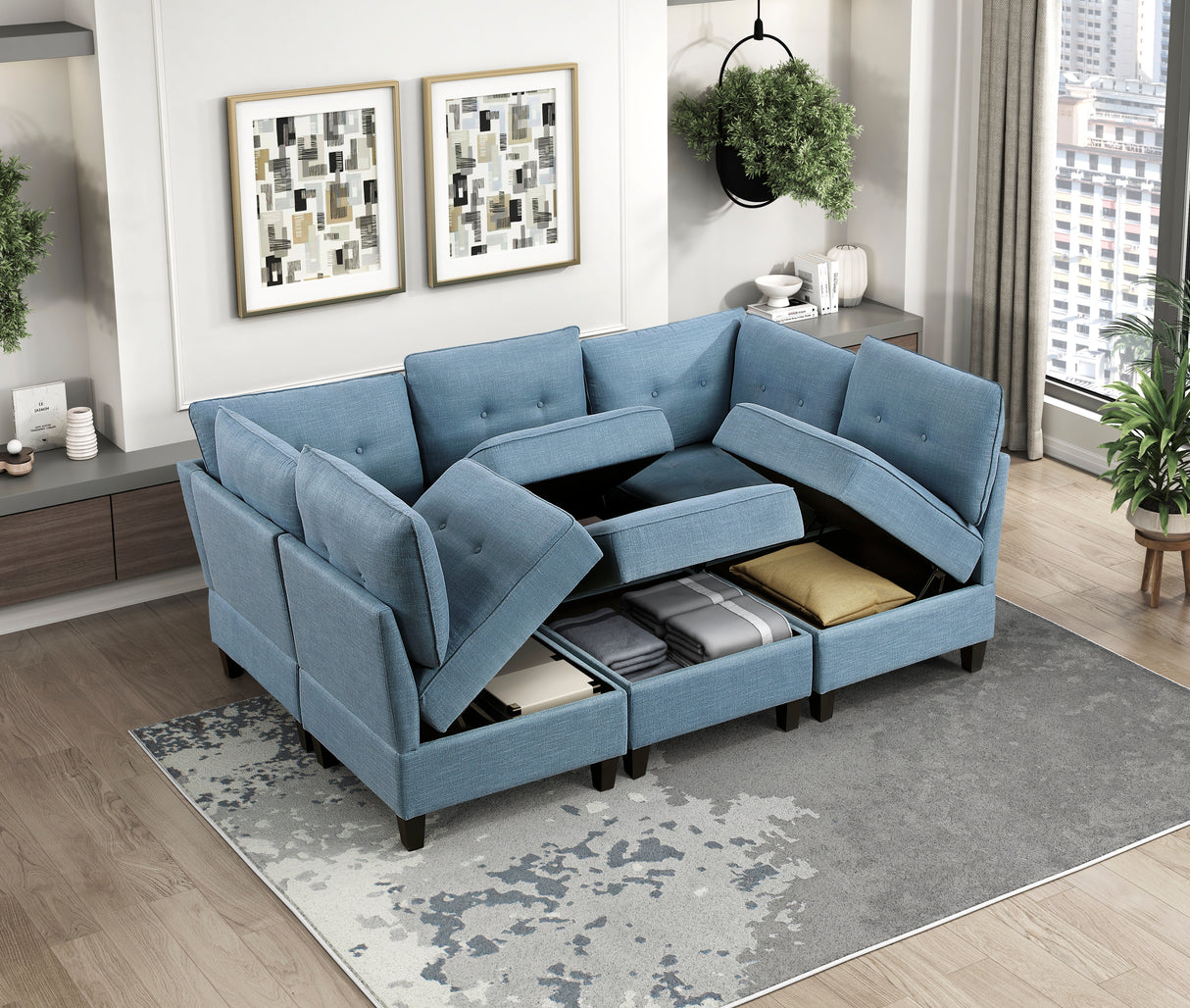 9557BUE-4 Ottoman with Storage from Homelegance - Luna Furniture