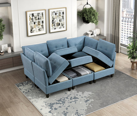 Garren Blue Armless Chair with Storage from Homelegance - Luna Furniture