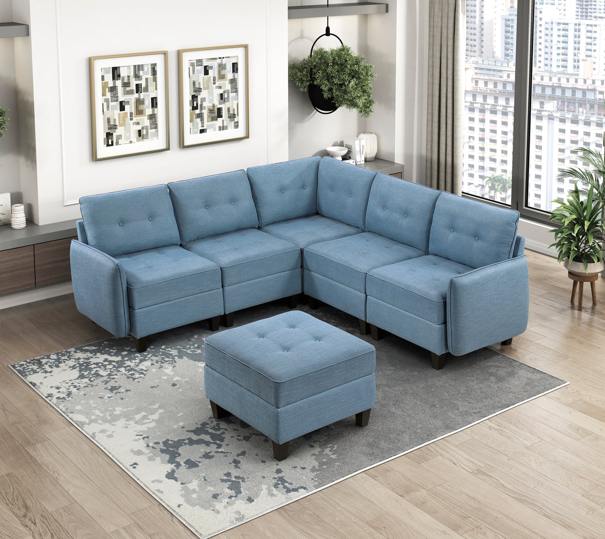 9557BUE-4 Ottoman with Storage from Homelegance - Luna Furniture