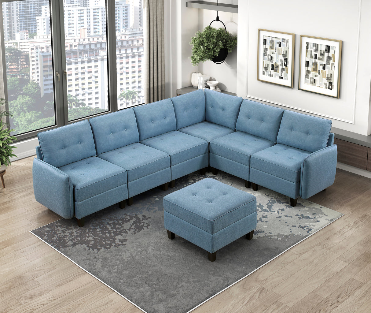9557BUE-4 Ottoman with Storage from Homelegance - Luna Furniture