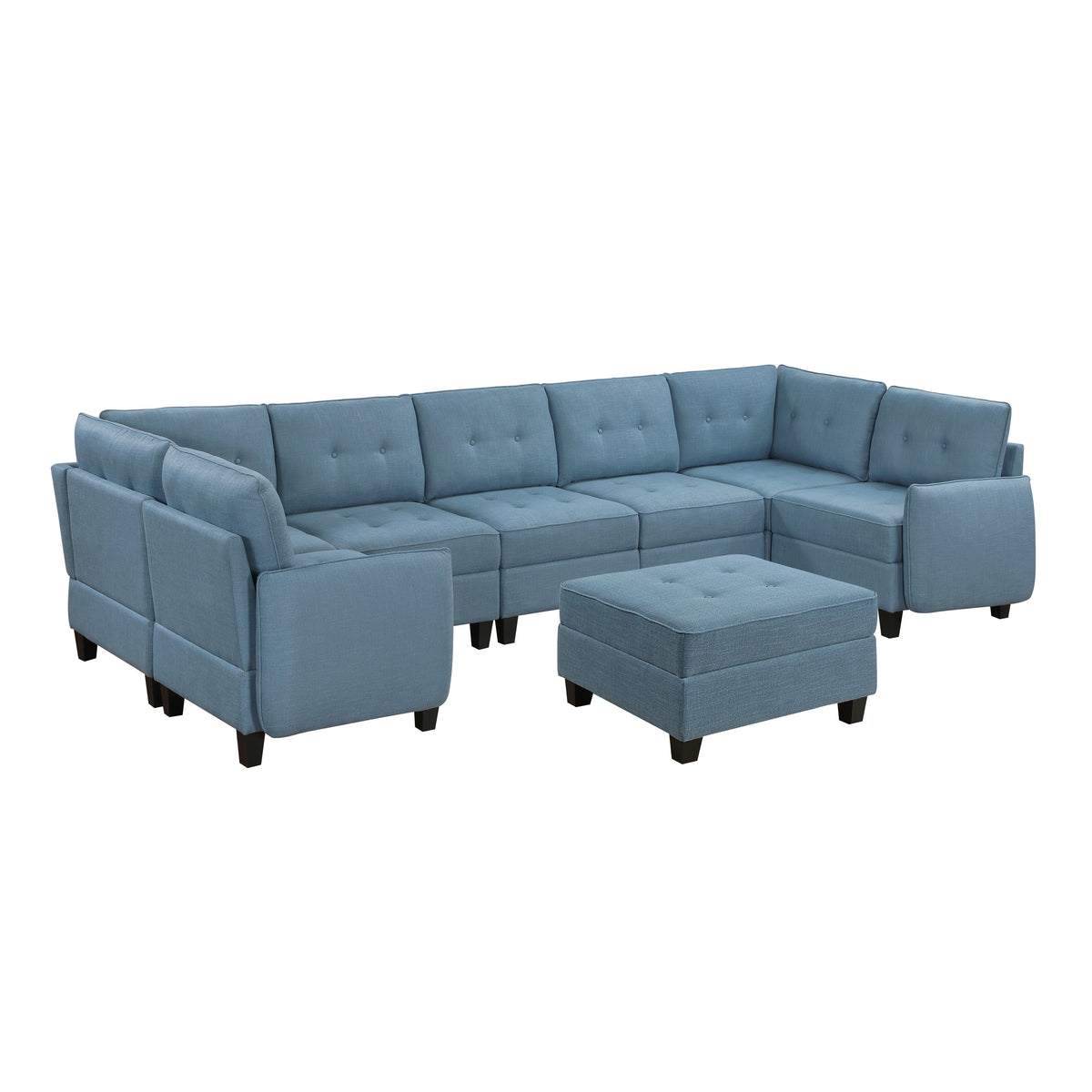 9557BUE*8SCOT (8)8-Piece Sectional with Storage and Ottoman from Homelegance - Luna Furniture