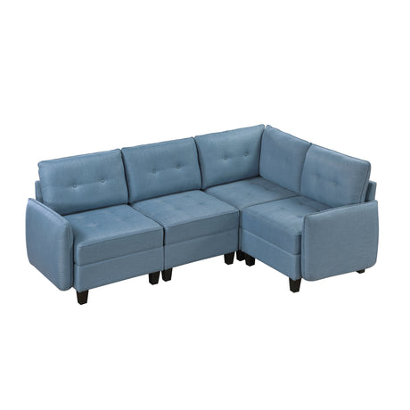 Garren Blue 4-Piece Sectional with Storage from Homelegance - Luna Furniture