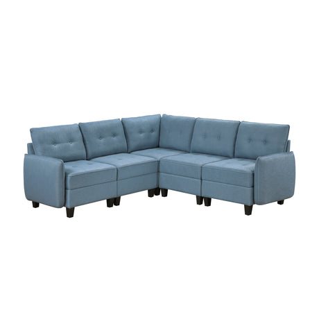 Garren Blue 5-Piece Sectional with Storage from Homelegance - Luna Furniture