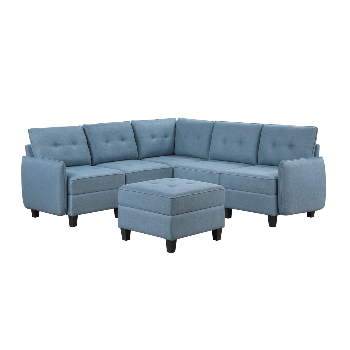 9557BUE*6SCOT (6)6-Piece Sectional with Storage and Ottoman from Homelegance - Luna Furniture