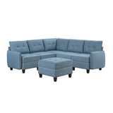 9557BUE*6SCOT (6)6-Piece Sectional with Storage and Ottoman from Homelegance - Luna Furniture