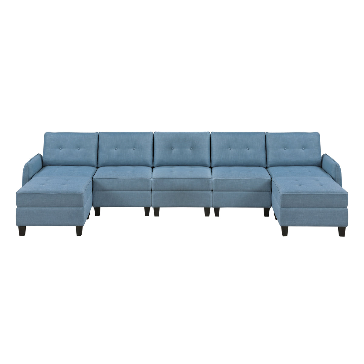 9557BUE*7SC2OT (7)7-Piece Sectional with Storage and Two Ottomans from Homelegance - Luna Furniture