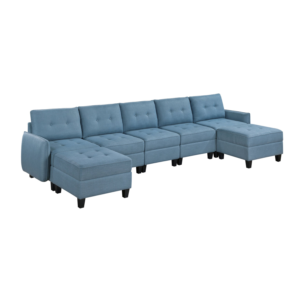 9557BUE*7SC2OT (7)7-Piece Sectional with Storage and Two Ottomans from Homelegance - Luna Furniture