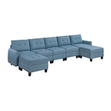 9557BUE*7SC2OT (7)7-Piece Sectional with Storage and Two Ottomans from Homelegance - Luna Furniture