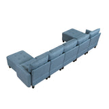 9557BUE*7SC2OT (7)7-Piece Sectional with Storage and Two Ottomans from Homelegance - Luna Furniture