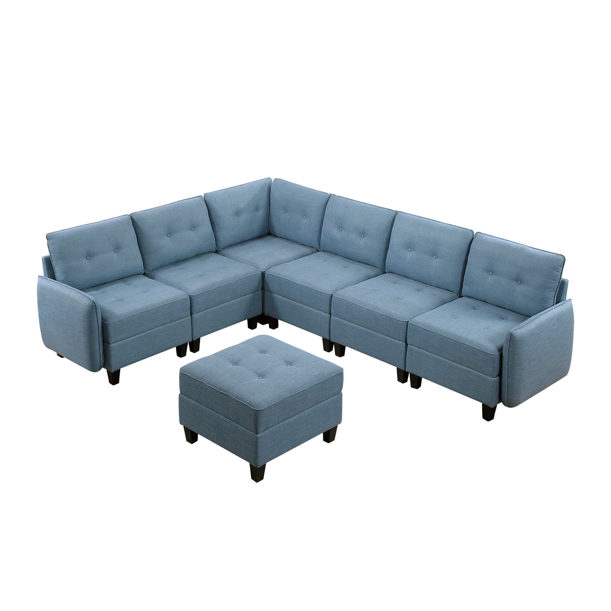 9557BUE*7SCOT (7)7-Piece Sectional with Storage and Ottoman from Homelegance - Luna Furniture