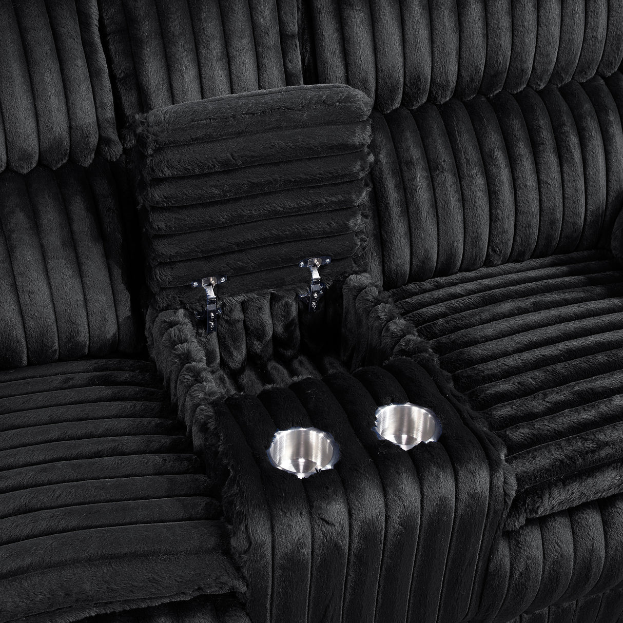 Goodland Black Double Reclining Love Seat with Center Console from Homelegance - Luna Furniture