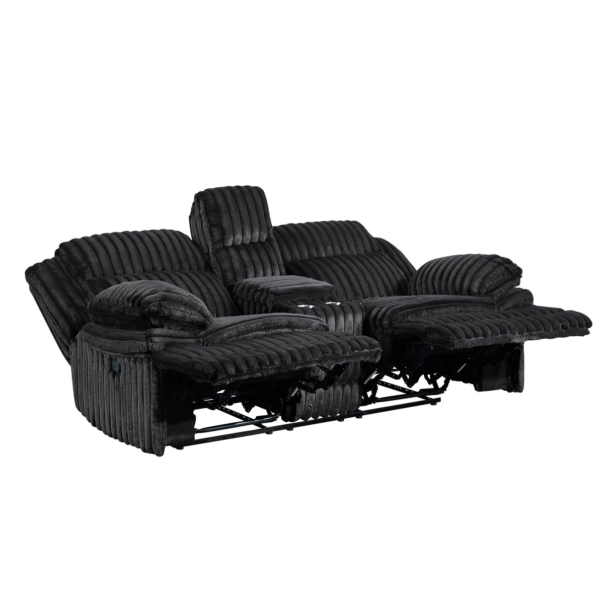 Goodland Black Double Reclining Love Seat with Center Console from Homelegance - Luna Furniture