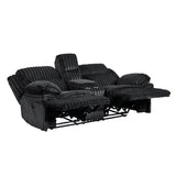 Goodland Black Double Reclining Love Seat with Center Console from Homelegance - Luna Furniture