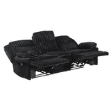 Goodland Black Double Reclining Love Seat with Center Console from Homelegance - Luna Furniture